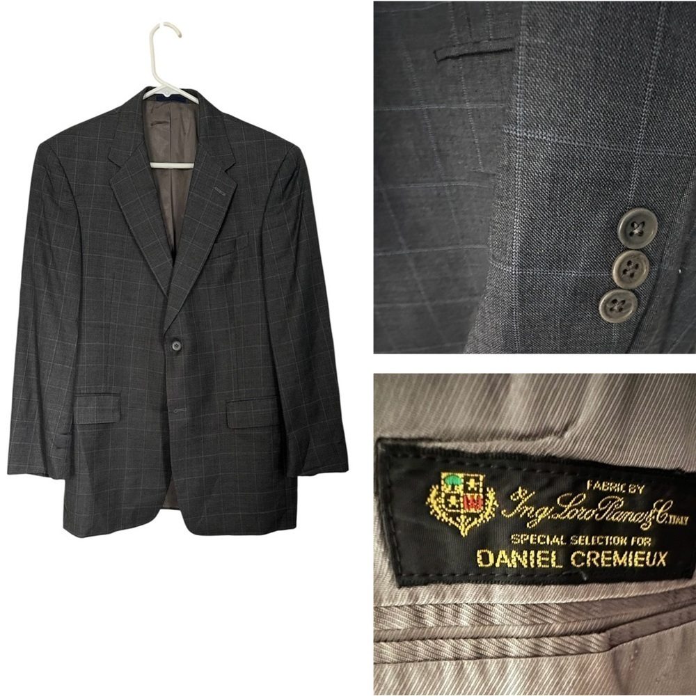 Daniel Cremieux Loro Piana Blazer Charcoal Checkered Two Button Size 39R